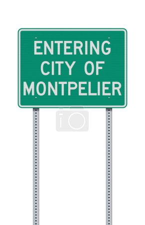 Ilustración de Ilustración vectorial de la señal de tráfico verde de Montpelier (Vermont) City Limit en postes metálicos - Imagen libre de derechos