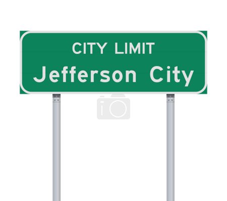 Ilustración de Ilustración vectorial de la señal de tráfico verde de Jefferson City (Missouri) City Limit en postes metálicos - Imagen libre de derechos