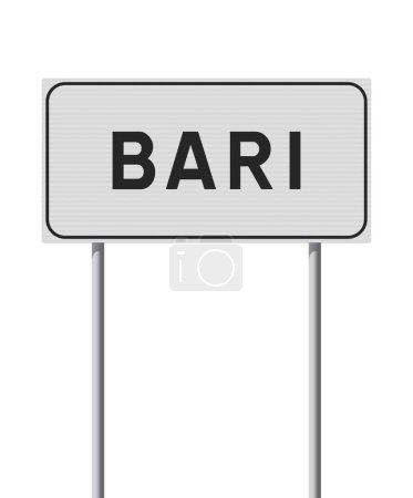 Ilustración de Ilustración vectorial de la entrada de la ciudad de Bari (Italia) señal de tráfico blanca en postes metálicos - Imagen libre de derechos