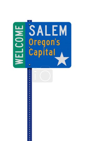 Foto de Ilustración vectorial de la señal de tráfico de Welcome Salem (Oregon) Oregon Capital en poste metálico - Imagen libre de derechos