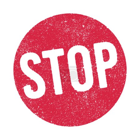 Illustration for Vector illustration of the word Stop in round red ink stamp - Royalty Free Image