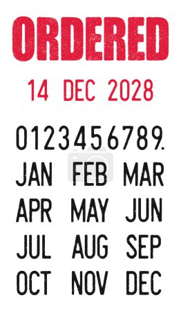 Téléchargez les illustrations : Illustration vectorielle du mot Commandé avec les dates modifiables timbres (jours, mois, années) - en licence libre de droit