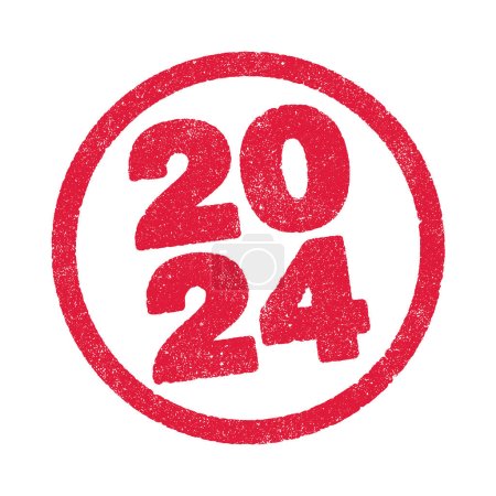Foto de Ilustración vectorial del año 2024 con sello redondo de tinta roja - Imagen libre de derechos