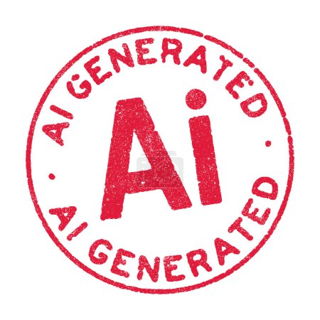 Ilustración vectorial de la palabra AI Generada en tinta roja alrededor del sello