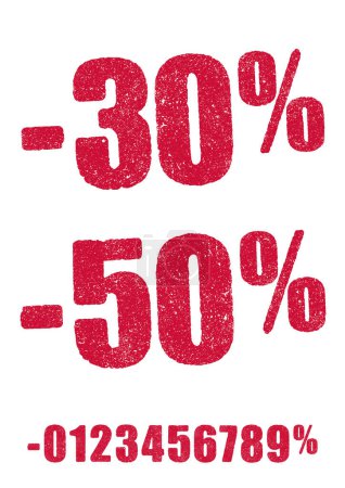 Foto de Ilustración vectorial de los números porcentuales en tinta roja - Imagen libre de derechos