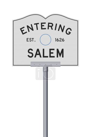 Illustration for Vector illustration of the entering Salem (Massachusetts) city road sign on metallic post - Royalty Free Image
