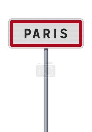Vector illustration of the City of Paris (France) entrance road sign on metallic pole