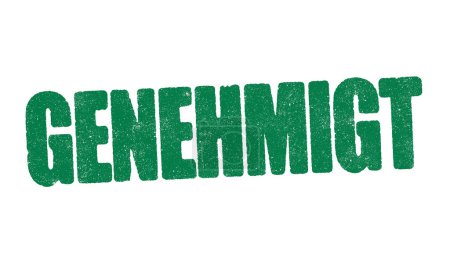 Ilustración vectorial de la palabra Genehmigt (Aprobado en alemán) con sello de tinta verde