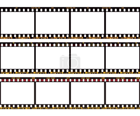 Téléchargez les illustrations : Pack vectoriel de bordures de films photographiques analogiques avec codes-barres - en licence libre de droit