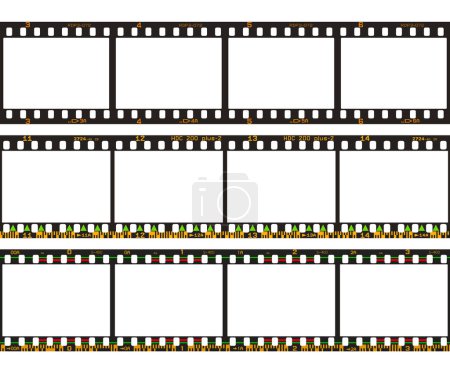 Pack vectoriel de films photographiques analogiques bordures de codes-barres (version 2)
