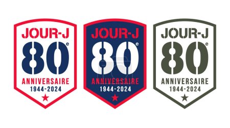 Vector badges about the 80th Anniversary of the D-Day in French language