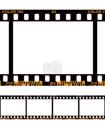 Téléchargez les illustrations : Illustration vectorielle de bordure de film analogique photographique avec codes-barres - en licence libre de droit