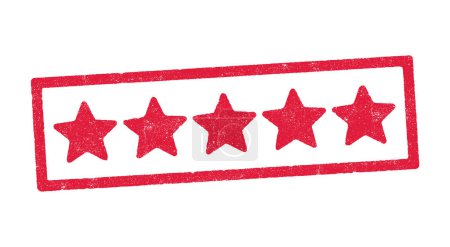 Foto de Ilustración vectorial de la calificación Cinco estrellas en sello de tinta roja - Imagen libre de derechos