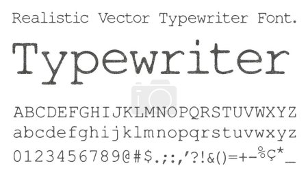 Realistic vector Typewriter font alphabet, numbers and symbols