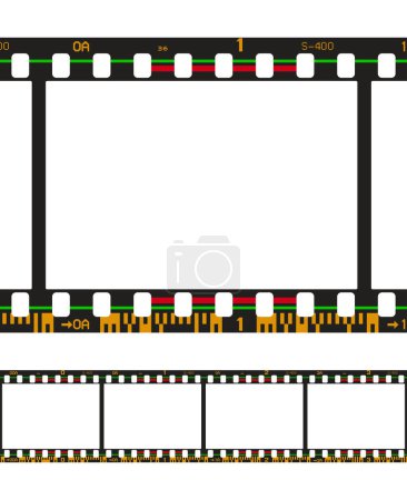 Foto de Ilustración vectorial del borde de película analógica fotográfica con códigos de barras - Imagen libre de derechos