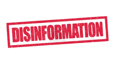 Vector illustration of the word Disinformation in red ink stamp