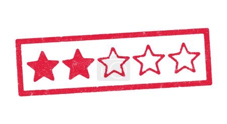 Illustration for Vector illustration of two stars on five rating in red ink stamp - Royalty Free Image