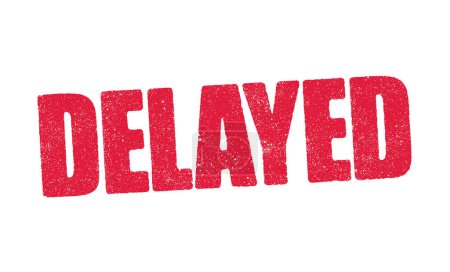 Illustration for Vector illustration of the word Delayed in red ink stamp - Royalty Free Image