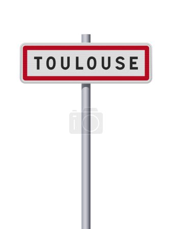Illustration vectorielle de la signalisation routière d'entrée de la Ville de Toulouse (France) sur pôle métallique