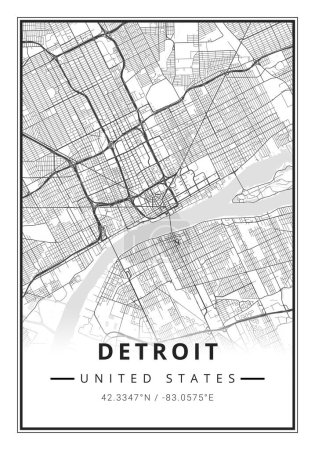 Foto de Street map arte de la ciudad de Detroit en Estados Unidos - Estados Unidos de América - América - Imagen libre de derechos