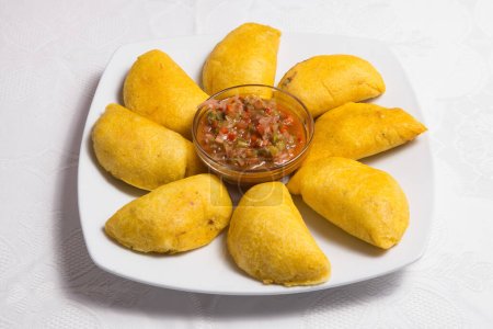 Photo for Empanadas colombianas colombian meat pies, isolated on white background - Royalty Free Image