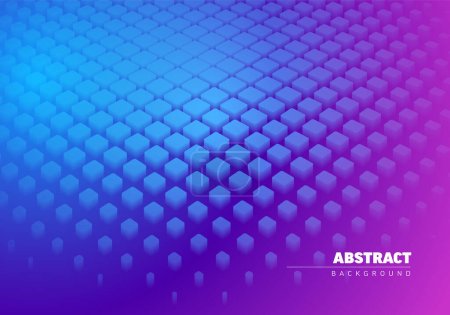 Illustration for Abstract background made from color cubes in gradient from blue to purple with place for your text or any other content. Nice background for banner flyer header social media status - Royalty Free Image