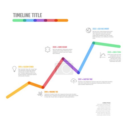 Thick line growth Infogrpahic vertical timeline diagram template with white background. Simple multipurpose infochart with increasing graph curve