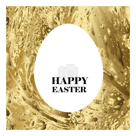 Illustration for Happy Easter - minimalist easter card with egg cut from golden texture. Simple noble original minimalistic easter card with gold accent and place for your text content - Royalty Free Image