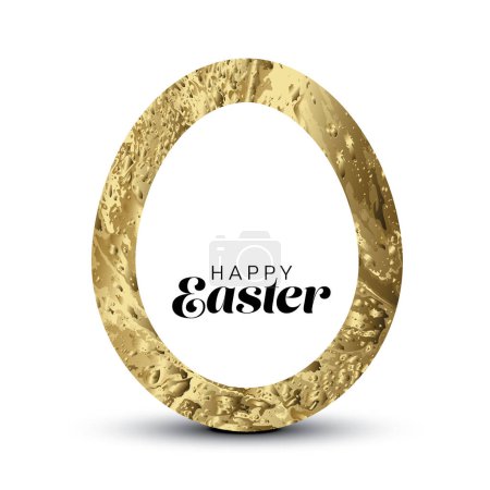 Ilustración de Happy Easter - minimalist easter card with egg cut from golden texture. Simple noble original minimalistic easter card with gold accent and place for your text content - Imagen libre de derechos