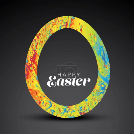 Illustration for Happy Easter - minimalist easter card with egg cut from vivid color texture. Simple dark noble original minimalistic easter card with place for your text content - Royalty Free Image