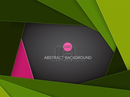Illustration for Abstract background with border made from green and pink paper materials sheets with place for your text. Nice fresh green blue background for banner flyer header or social media status - Royalty Free Image