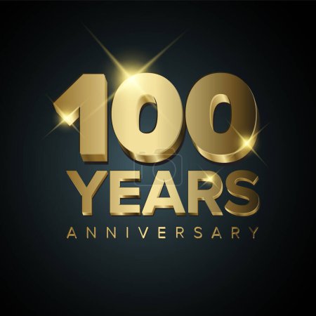 Illustration for One hundred 100 years golden anniversary card template - poster template of  invitation card for company event party. 100 years jubilee template. - Royalty Free Image