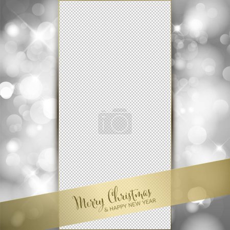 Illustration for Shiny frame layout template with place for your photo. Simple Christmas layout template for your christmas card, social media post status, flyer, header or banner - Royalty Free Image