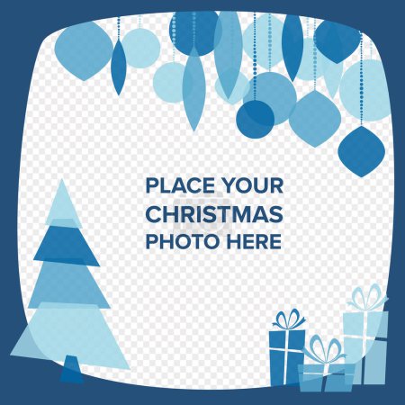 Téléchargez les illustrations : Modèle de mise en page vintage rétro avec place pour votre photo. Modèle simple de mise en page de Noël pour votre carte de Noël, statut de message sur les médias sociaux, flyer, en-tête ou bannière - en licence libre de droit