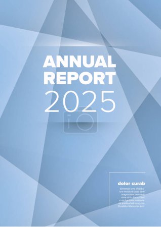Moderne Jahresberichts-Umschlagvorlage mit geometrischem blauen Design. Das Cover zeigt das Jahr mit einem leichten dynamischen abstrakten Muster im Hintergrund
