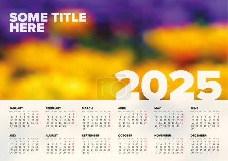 Téléchargez les illustrations : Modèle de mise en page de calendrier vectoriel blanc pour l'année 2025 (semaines strart lundi) avec place pour votre photo. Modèle de calendrier léger avec tous les mois civils - modèle de calendrier minimaliste 2025 simple - en licence libre de droit