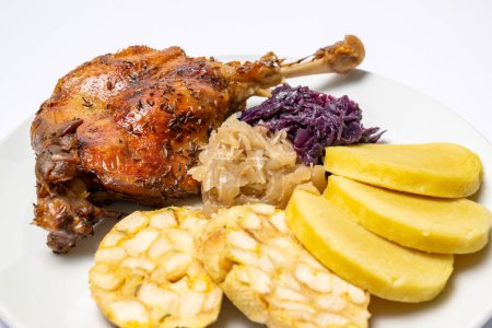 Photo for Roast duck, goose with dumplings and cabbage - Royalty Free Image