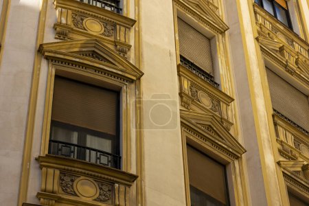 Photo for Malaga, Spain - October 21, 2023: Close view details of the typical architecture of Malaga city, Spain. - Royalty Free Image