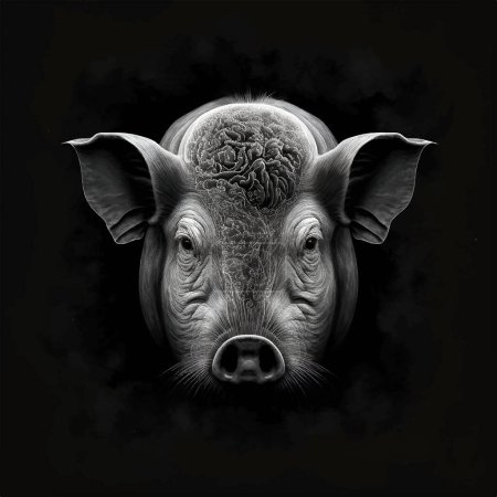 Téléchargez les photos : Pig black and white - en image libre de droit