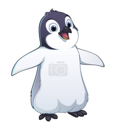 Ilustración de Pequeña ilustración animal de dibujos animados de pingüino - Imagen libre de derechos