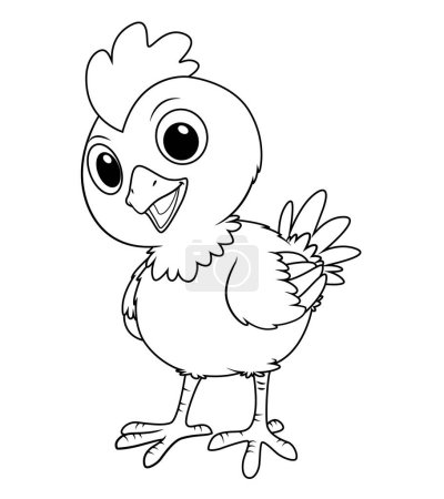 Ilustración de Pequeña ilustración animal de la historieta del gallo BW - Imagen libre de derechos