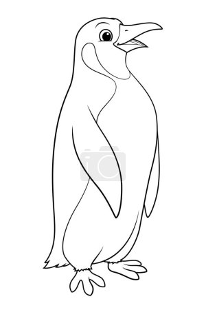 Penguin Cartoon Animal Illustration BW