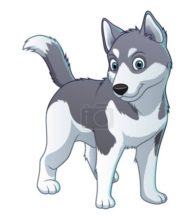 Illustration for Little Siberian Husky Dog Cartoon Animal Illustration - Royalty Free Image