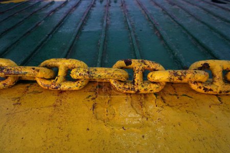 yellow iron ship anchor chain                           