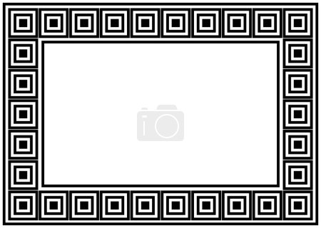 Griechische Rahmenornamente, Mäandern. Quadratischer Mäanderrand aus einem wiederholten griechischen Motiv Vektor-Illustration auf weißem Hintergrund