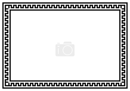 Foto de Adornos del marco griego, meandros. Borde meandro cuadrado de un motivo griego repetido Ilustración vectorial sobre un fondo blanco - Imagen libre de derechos