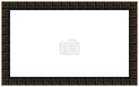 Photo for Rectangular empty wooden and gold gilded ornamental frame isolated on white background - Royalty Free Image