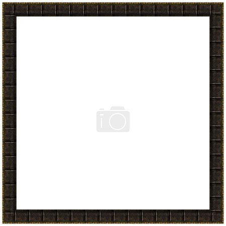 Photo for Rectangular empty wooden and gold gilded ornamental frame isolated on white background - Royalty Free Image