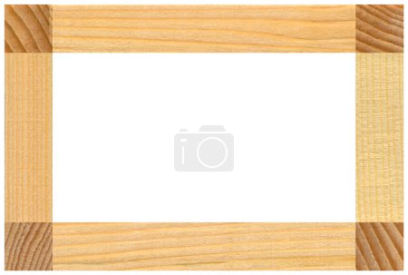 Photo for Rectangle wooden frame cut from pine wood texture, isolated on white background - Royalty Free Image