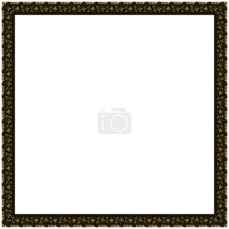 Photo for Square empty wooden and gold gilded ornamental frame isolated on white background - Royalty Free Image